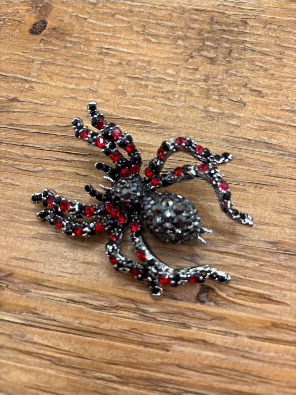 Red and Black Crystal Spider Brooch